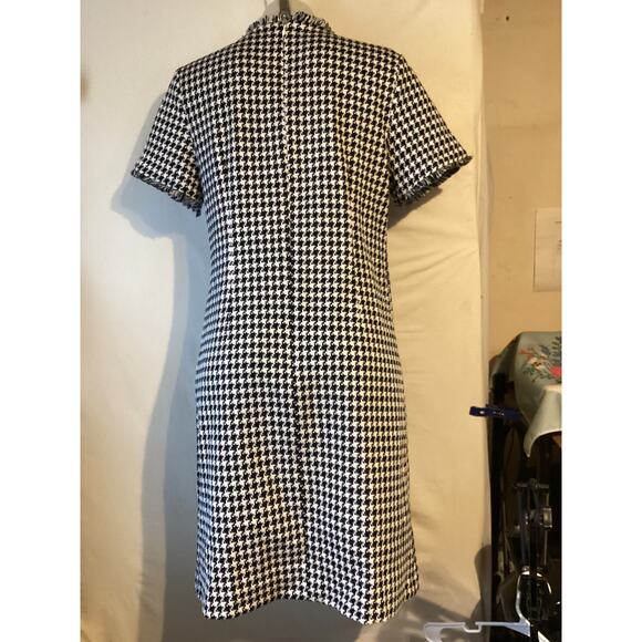 3019 NWT STITCH FIX Violets & Roses Lined Sheath Dress Black White Houndstooth - Picture 2 of 3